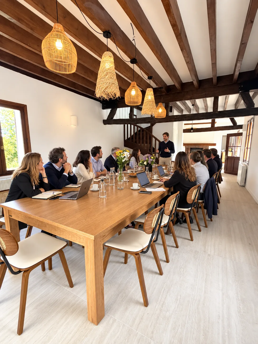 Réunion de travail autour de la grande table, La Villa Club One, Mesnil-en-Ouche